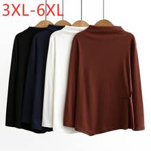 New Ladies Autumn Winter Plus Size Basic Tops For Women Large Long Sleeve Slim Cotton Brown Turtleneck T-shirt 3XL 4XL 5XL 6XL 2024 - buy cheap