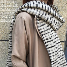 Женская шаль в полоску Naizaiga, теплая шаль из шелка и хлопка, для зимы, YR139 2024 - купить недорого