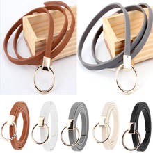 Lady PU Leather O Ring Knot Belt Thin Skinny Waist Belt for Dress Accessory Belt Black Brown White Gray 2024 - buy cheap