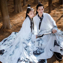 Couples Hanfu Chinese Ancient Tradition Dress Fantasia Adult Cosplay Costume Party Outfit White Hanfu For Men/Women 2024 - buy cheap