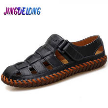 2020 Men Genuine Cow Leather Sandals Outdoor Summer Handmade Men slippers Shoes Men Beach Breathable sneakers Casual Shoes 2024 - buy cheap