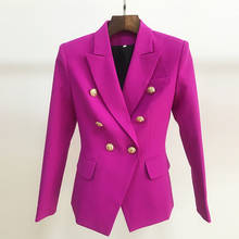 Blazer roxo feminino de alta qualidade com botões, novo design, estilo clássico, estilo double breasted, estilo slim, para escritório 2024 - compre barato