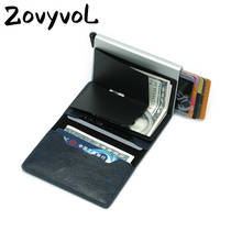 ZOVYVOL Anti RFID Men Leather Credit Card Holder Metal ID Card Case Aluminium Card Protection Male Travel Wallet for Men Women 2024 - buy cheap