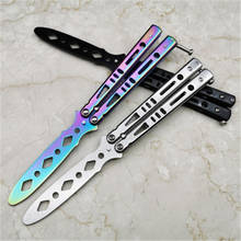 Titanium Rainbow Color 3Cr13 Knife Stainless Steel Knife Butterfly Training Knife Butterfly Knife No Edge Dull Tool Couteau нож 2024 - buy cheap