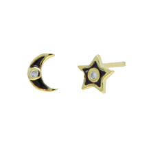 New Arrival Trendy Acrylic 925 Sterling Silver Black White Moon Star Earrings for Women Temperament Fashion Geometric Party 2024 - buy cheap