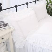 Korean pure cotton princess ruffles embroidered pillowcase no zipper envelope white pillow sham 1pc наволочка free shipping YYX 2024 - buy cheap