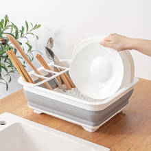Escorredor de louça dobrável, rack de pratos com escorredor de tigela, prato, suporte portátil para secar, organizador de cozinha, ferramentas de armazenamento 2024 - compre barato