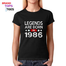 Футболка женская винтажная в стиле ретро, легенды рождены в 1986, футболка 1986, Классическая брендовая одежда, специально для женщин 80-х 2024 - купить недорого