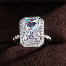 Aliança de casamento de prata esterlina wukaloa 925, anel de cristal quadrado, de zircônia cúbica aaa, acessórios elegantes, destaque para mulheres 2024 - compre barato