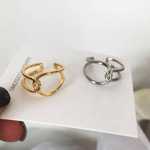 Простое кольцо с волнистой линией для женщин, минималистичное регулируемое кольцо, модное Золотое кольцо, ювелирные изделия 2024 - купить недорого