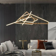 Lustre criativo minimalista em aço inoxidável, candelabro de luxo moderno para sala de estar, restaurante, hall criativo, lâmpada em formato especial 2024 - compre barato