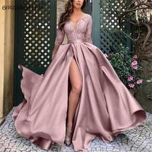 Women's Evening Dress Long Luxury 2021 Elegant High Split V-neck Prom Sexy Dresses for Women Autumn Beading Club Party Dress 2024 - buy cheap