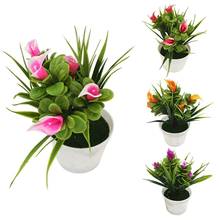 1Pc Artificial Potted Flower callalily Potted Bonsai DIY Home Living Room Office Decor Garden Table Decoration Lotus Plant Decor 2024 - buy cheap