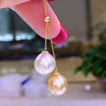 HENGSHENG-collar de perlas redondas blancas y doradas para mujer, cadena ajustable de oro de 18K, joyería fina, 10mm, 2 unidades 2024 - compra barato