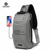 OZUKO Водонепроницаемый груди мешок анти Дизайнерская кожаная мужская сумка на плечо сумки через плечо для мужчин Путешествия мешок слинга подходит 9,7 дюймов iPad 2024 - купить недорого