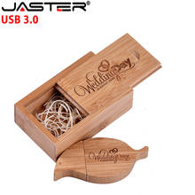 JASTER USB 3.0 unique wood leaf+packing box flash drive Memory stick pendriver 16GB 32GB 64GB photography gift(10 PCS free LOGO) 2024 - buy cheap