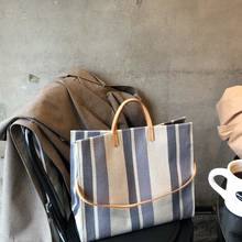 Casual Linen Large Capacity Tote Women Handbags Striped Lady Shoulder Crossbody Bags Female Summer Beach Big Shopper Purses 2021 2024 - buy cheap