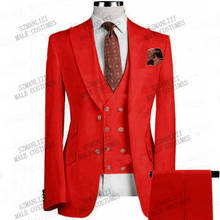 3 Piece Set Business Suit Men 2021 New Design Men Clothing Red Jacket Vest Pant Robes De Mariage Groom Tuxedo Male Wedding Dress 2024 - buy cheap