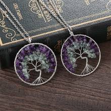 6PCS Creative Design Necklace 50mm Natural Stone Amethysts Fluorite Necklaces Pendant Freeform Tree Of Life Suspension Jewelry 2024 - buy cheap