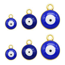 Julie Wang 12PCS 6/8/10mm Enamel Small Round Blue Evil Eye Charms Pendant Bracelet Alloy Jewelry Making Accessory 2024 - buy cheap
