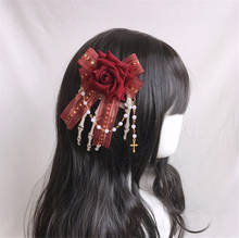 Retro Gothic Dark Lolita Hair Clip Skull Hand Bow Brooch Hairpin Headdress Cosplay Headwear D587 2024 - buy cheap