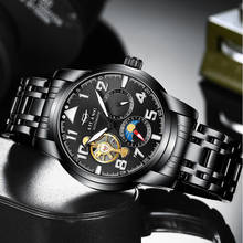 2019 new Black Steel classic tourbillon men mechanical watches business waterproof watch luxury brand automatic watch 2024 - buy cheap