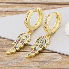 2020 Hot Sale Wings Design Drop Dangle Earrings Charm Copper Colorful CZ Stone Earrings For Women Girls Wedding Party Jewelry 2024 - buy cheap