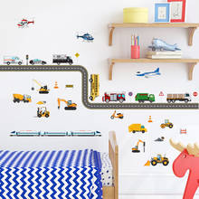 Adesivo de parede criativo de carro para meninos, decoração de quarto infantil, jardim de infância, decoração, engenharia, mural de veículo diy, decalque de parede 2024 - compre barato