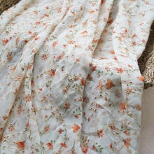 2020 New chiffon fabric spring and summer printed fabric high-grade orange small floral embroidery eyelet hollow chiffon fabric 2024 - buy cheap