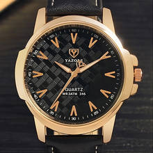 YAZOLE-reloj de pulsera de cuarzo para hombre, cronógrafo de lujo, a la moda, de cuero PU, oro rosa, regalo de negocios 2024 - compra barato