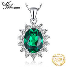 Jewelry Palace Princess Diana Simulated Green Emerald 925 Sterling Silver Kate Middleton Crown Pendant Necklace Women No Chain 2024 - buy cheap