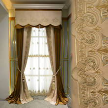 Cortinas de Jacquard de alambre dorado cifrado europeo para sala de estar, comedor, dormitorio, decoración de lujo para el hogar, cortinas opacas 2024 - compra barato
