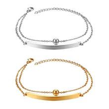 BONISKISS-pulsera multicapa de acero inoxidable para mujer, brazalete femenino, tobillera, ajustable, grabado gratis, 2020 2024 - compra barato