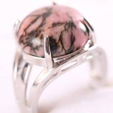 1Pcs Round CAB Cabochon Bead Adjustable Finger Ring Natural Stone Pink Rhodonite Ring Jewelry Gift for Women Z211 2024 - buy cheap