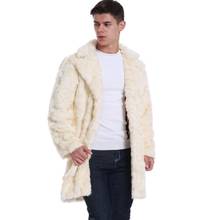 Autumn Pattern faux mink leather jacket mens winter thicken warm long fur leather coat men slim jackets jaqueta de couro B23 2024 - buy cheap