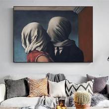 Pinturas en lienzo de The Lovers By Rene Magritte, reproducciones de arte surrealismo, carteles e impresiones de amantes, imágenes artísticas, decoración del hogar 2024 - compra barato