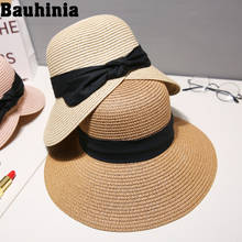 Bauhinia-sombrero de paja plegable para mujer, sombrero de paja para playa, sombrero de pescador 2024 - compra barato