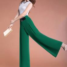 Womens Big  Trousers Fashion Chiffon Pants Pleated Wide Leg High Waist Loose Summer Pants Ladies Straight Thin  брюки 2024 - buy cheap