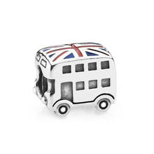 Authentic 925 Sterling Silver Bead Union Jack Bus Charm Fit Fashion Women Pandora Bracelet Bangle Gift DIY Jewelry 2024 - buy cheap