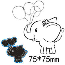 Moldes de corte de metal balão elefante scrapbook decoração de papel relevo cartão de papel artesanato 75*75mm 2024 - compre barato