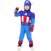 Disfraz de iron man para niños, traje de capitán americano, azul, para halloween 2024 - compra barato