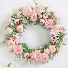 1pcs 40cm Artificial Flower Wreath Simulation Flowers Garland Wreaths Threshold Flower Christmas New Year Party Home Door Decor 2024 - buy cheap