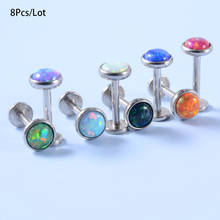 8Pcs Opal Stone Labret Monroe Lip Stud Ring Opal Ear Cartilage Tragus Helix Earring Piercing Body Jewelry Internally Threaded 2024 - buy cheap