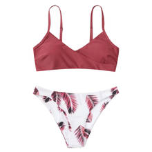 Bikinis con estampado Floral para mujer, conjunto de Bikini de dos piezas con sujetador acolchado de realce, traje de baño de Tanga, ropa de playa brasileña 2021 2024 - compra barato