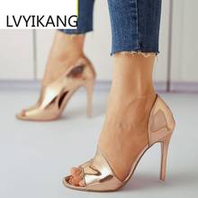 2020 New High Heels Sandals Woman Summer Sexy Ankle Strap Open Toe Gladiator Party Dress Women Shoes Golden snake  Casual 2024 - buy cheap