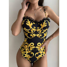 2021 New Sexy Female Swimsuit Vintage One Piece Lace Push Up Solid Print Swimwear Women Monokini Padded Bathing Suits Bodysuit 2024 - buy cheap