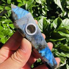 MOKAGY 10cm Natural Decoration Peacocks Eye Crystal Stone Smoking Pipe 1pc 2024 - buy cheap