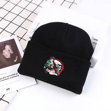 Вязаная шапка в стиле аниме «клинок демона», Корейская версия тянущейся шерстяной шапки для мужчин и женщин, сохраняющей тепло на осень/зиму 2024 - купить недорого