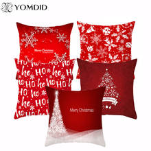 YOMDID-funda de almohada decorativa navideña, funda de almohada roja para el hogar, decoración de Año Nuevo, Santa Claus, 2019 2024 - compra barato