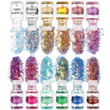 12/18/24 cores chunky glitter lantejoulas misturadas flocos conjunto sombra rosto corpo decorações diy artesanato arte do prego adesivos resina uv 2024 - compre barato